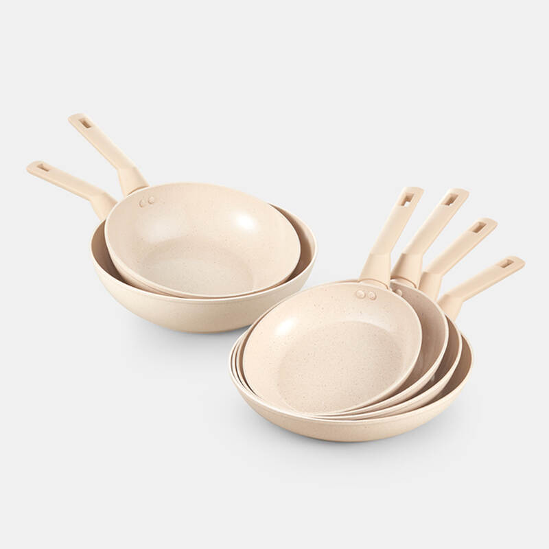 Chảo nh&ocirc;m chống d&iacute;nh phủ ceramic LocknLock Marble Ceramic IH CAF / CAW 20/24/26/28 d&ugrave;ng được bếp từ - M&agrave;u be image number null